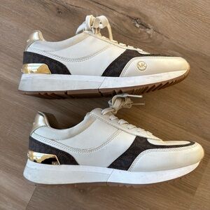 Michael Kors Women's White and Gold Sneakers